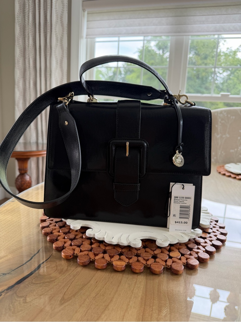 Brahmin  medium Francine Black Topsail Genuine Leather 
Style Q88115900001 - Picture 5 of 15
